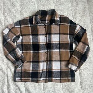 SHEIN Brown and Black Plaid Blazer Jacket
